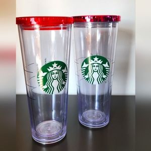 Two 24oz Starbucks cups